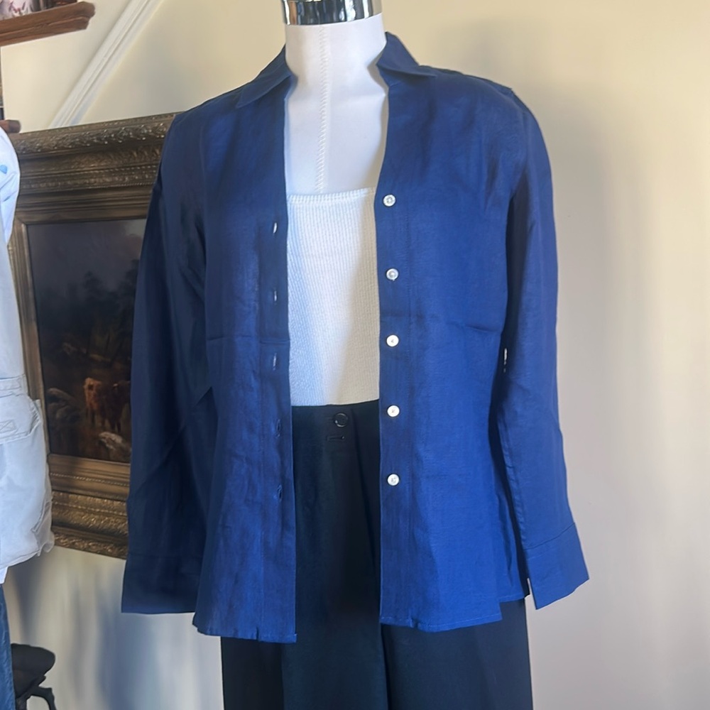 Talbots Sz 6P Pure Irish Linen Shirt Jacket Button Down Like New